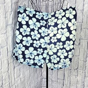 SUN N SAND Blue and White Floral Men's Swim Trunks XL/40-42‎